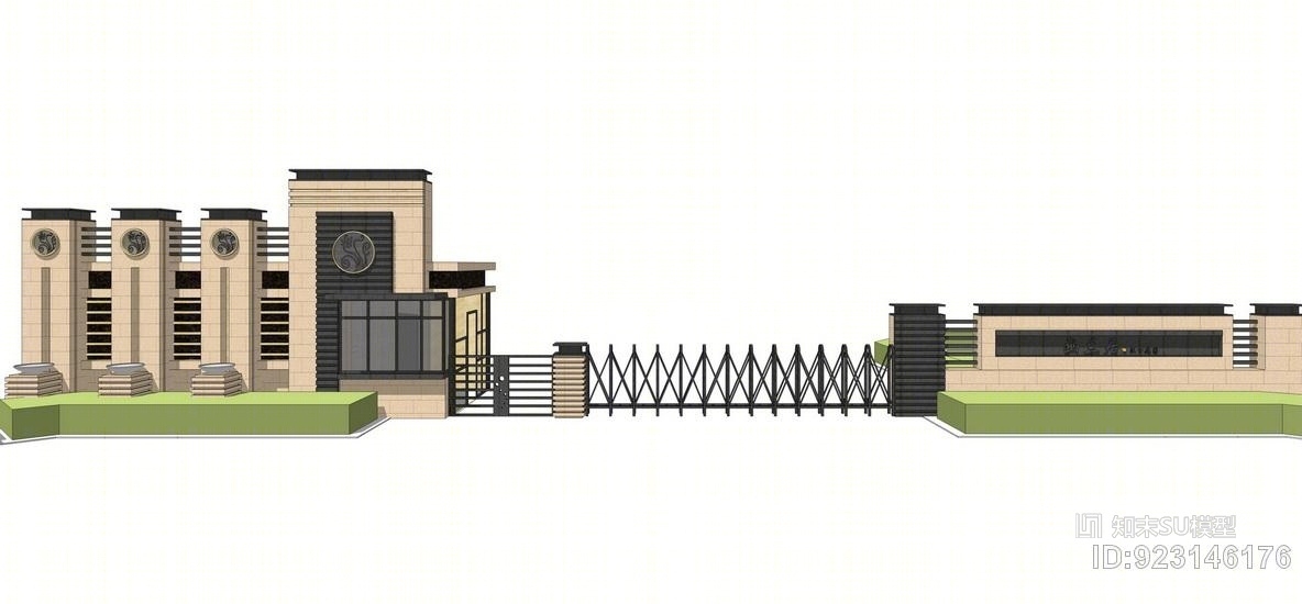 新亚洲入口大门SU模型下载【ID:923146176】