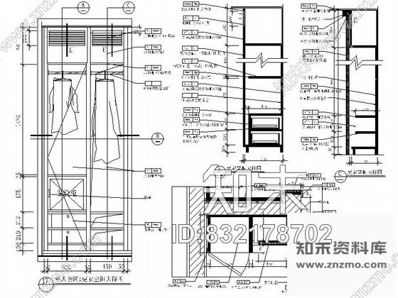 图块/节点单人套间更衣柜大样详图施工图下载【ID:832178702】