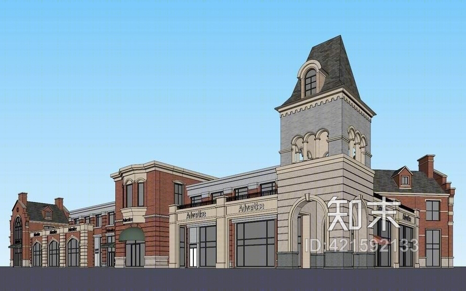 英式商业建筑SU模型下载【ID:421592133】