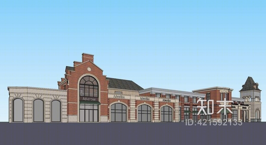 英式商业建筑SU模型下载【ID:421592133】