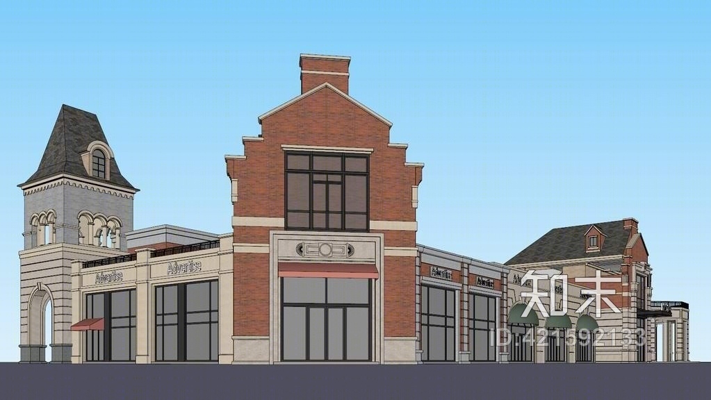 英式商业建筑SU模型下载【ID:421592133】