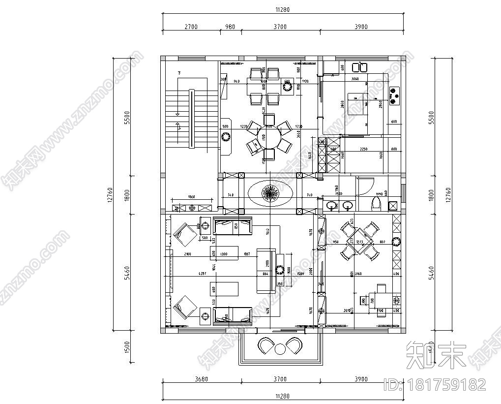 欧式风格整体家居施工图设计cad施工图下载【ID:181759182】