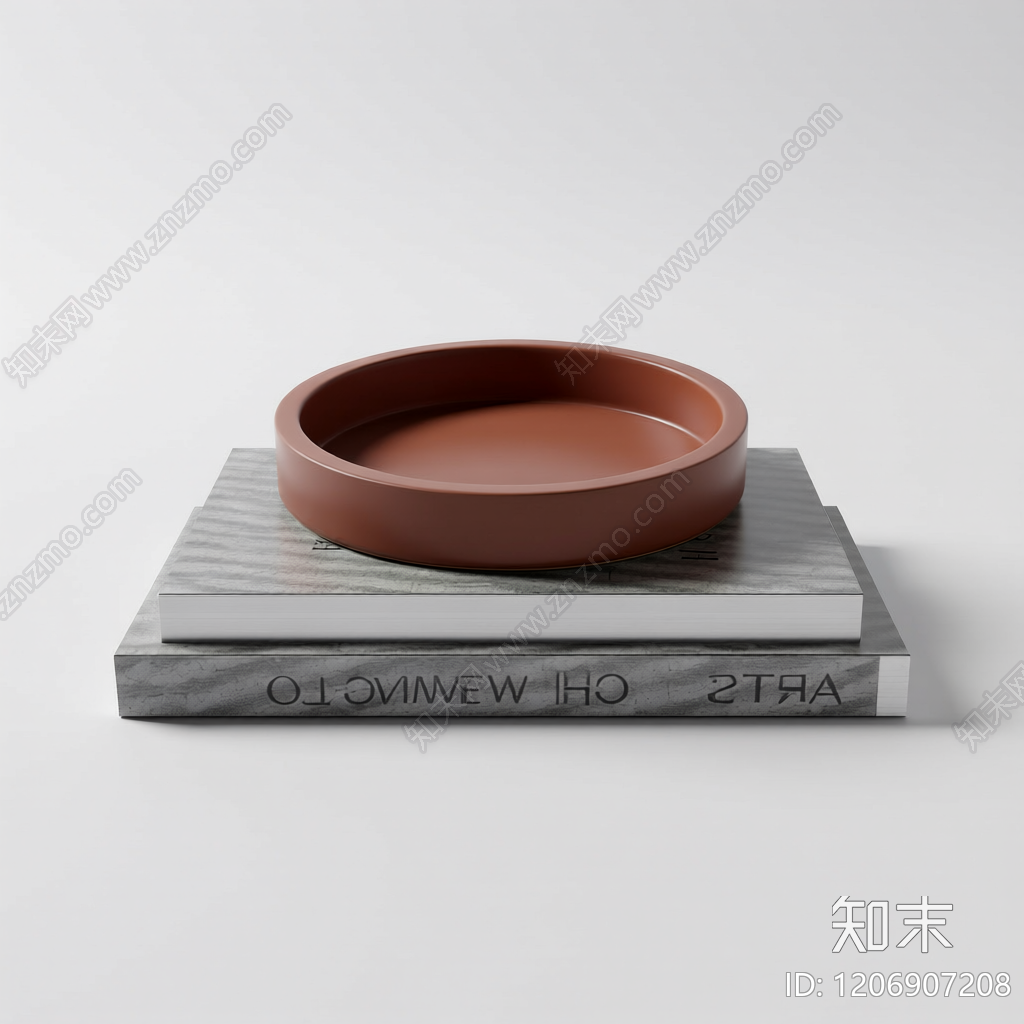 陶盘置书装饰摆件3D模型下载【ID:1206907208】