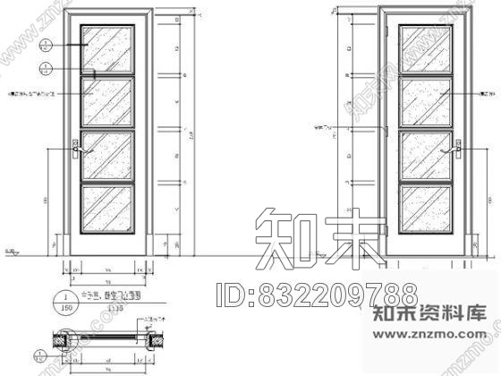 图块/节点样板间卧室门详图施工图下载【ID:832209788】
