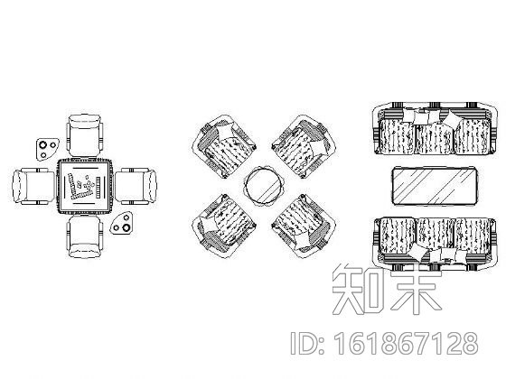 休闲桌椅图块施工图下载【ID:161867128】