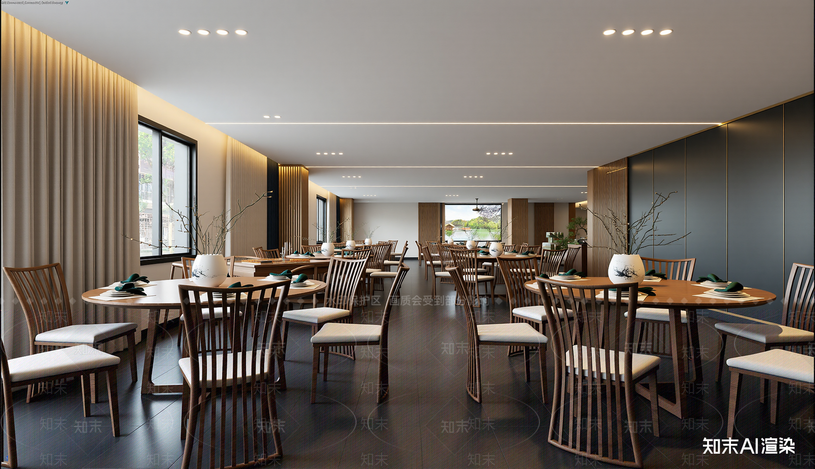 新中式酒店餐厅3D模型下载【ID:1221473397】