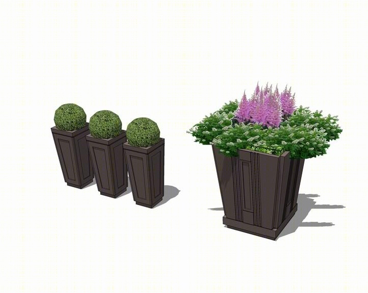 现代花草SU模型草图