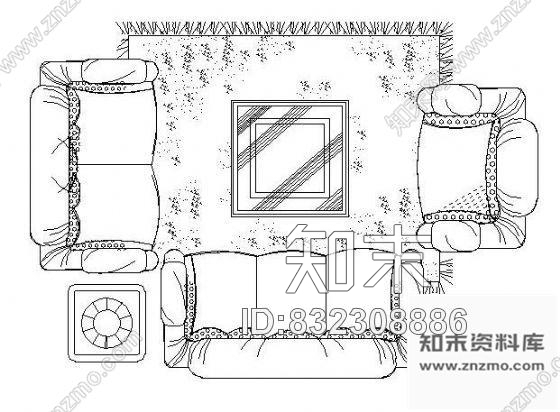 图块/节点沙发平面图块集施工图下载【ID:832308886】