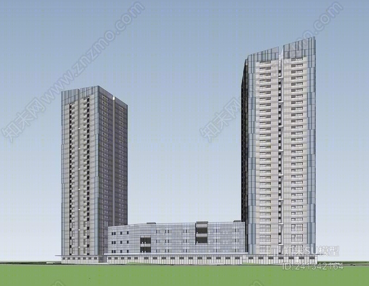 现代高层公寓SU模型下载【ID:241342164】