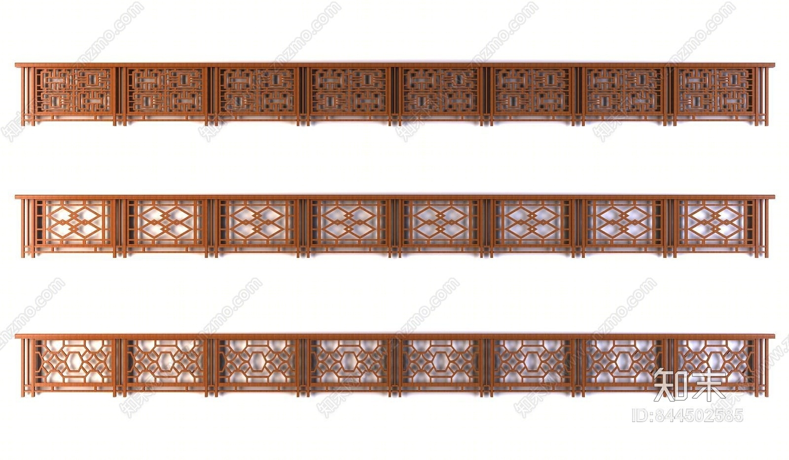中式木艺栏杆中式木质扶手栏杆3D模型下载【ID:844502585】