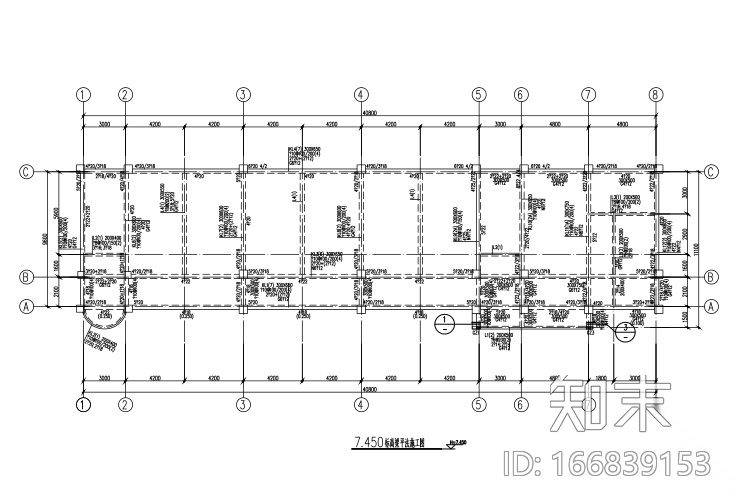 四层框架结构cad施工图下载【ID:166839153】