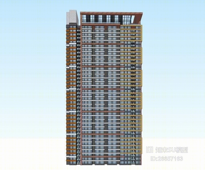 现代高层住宅SU模型下载【ID:26657163】