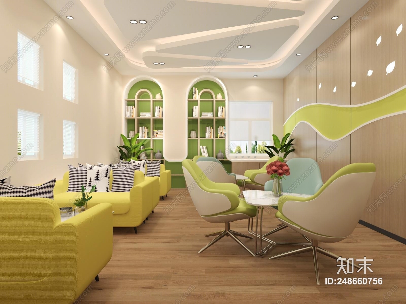 现代休闲书吧3D模型下载【ID:248660756】