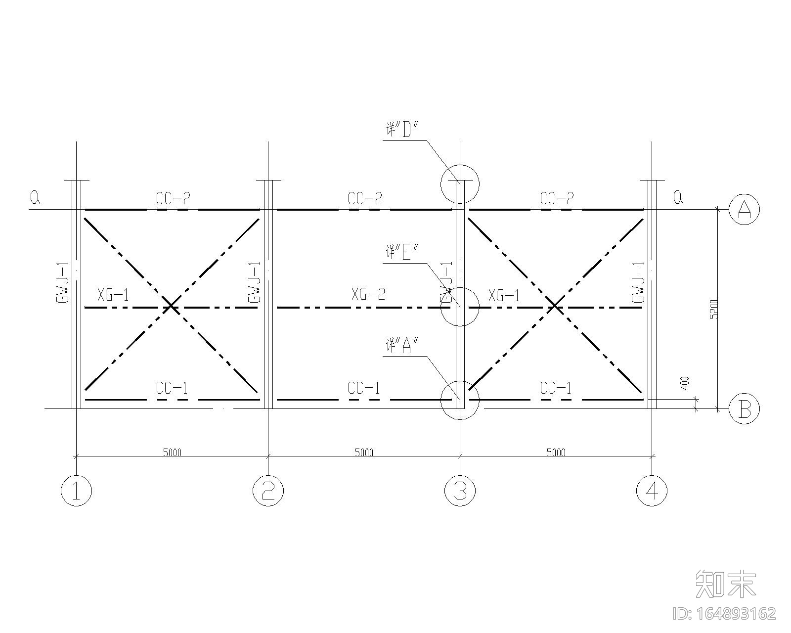 某公建室外钢结构雨棚施工图（CAD）cad施工图下载【ID:164893162】