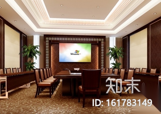 [青岛]温泉酒店新中式会议室施工图（含效果）cad施工图下载【ID:161783149】