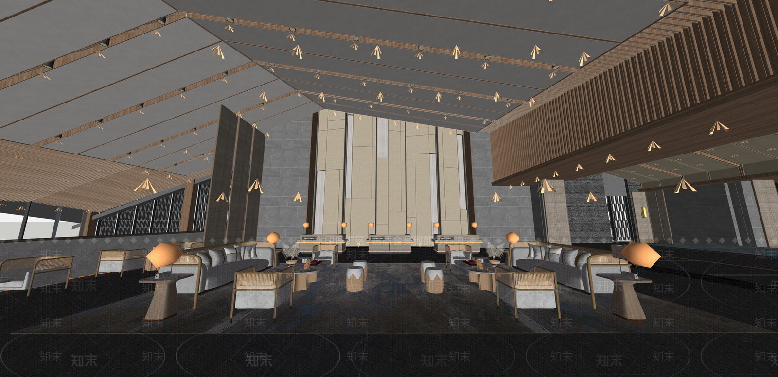 现代酒店大堂SU模型下载【ID:1215201719】