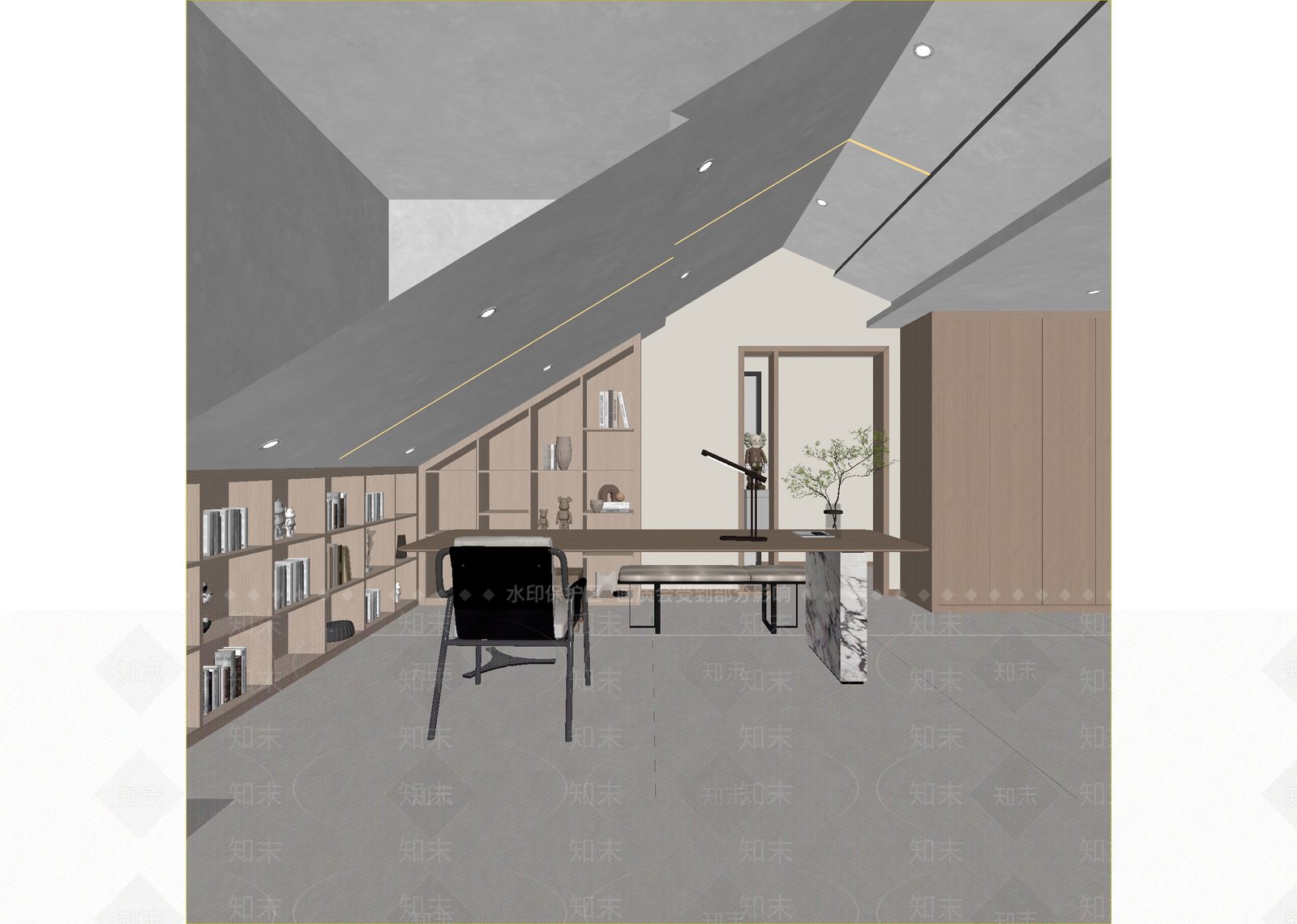 现代书房3D模型下载【ID:1215007049】