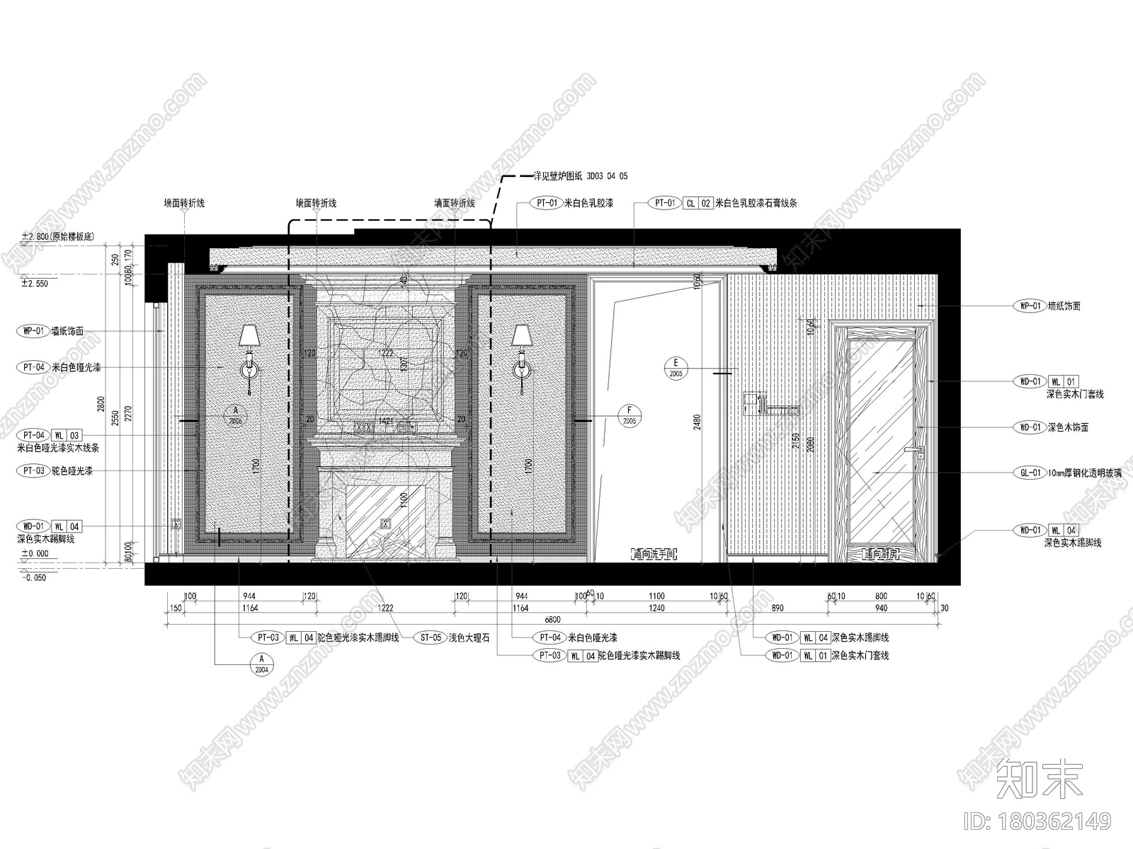 [上海]103㎡现代两居家装户型样板间施工图施工图下载【ID:180362149】