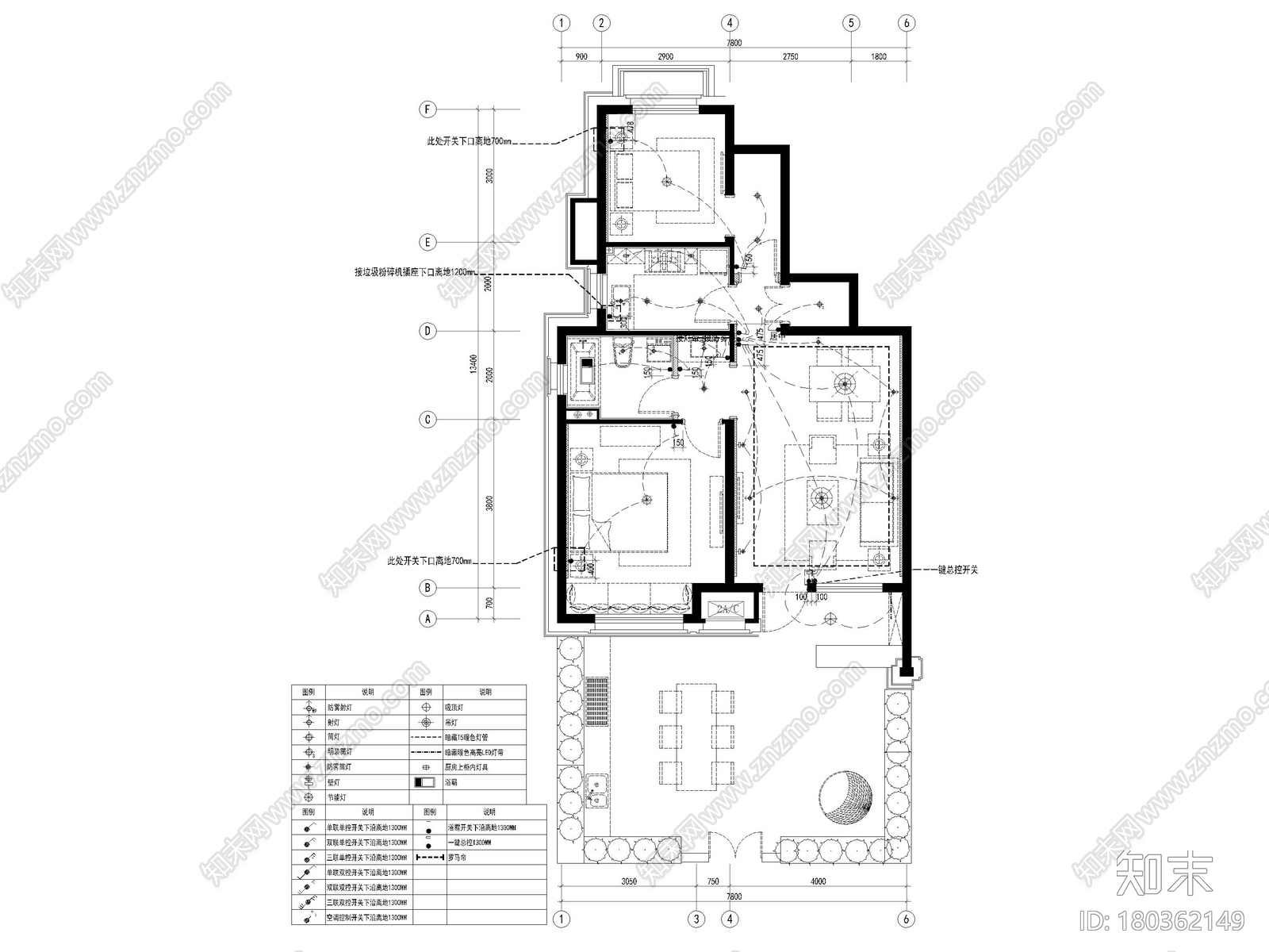 [上海]103㎡现代两居家装户型样板间施工图施工图下载【ID:180362149】