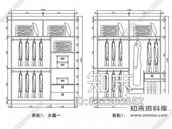 图块/节点各种不同房间衣柜平立面cad图块施工图下载【ID:832300852】