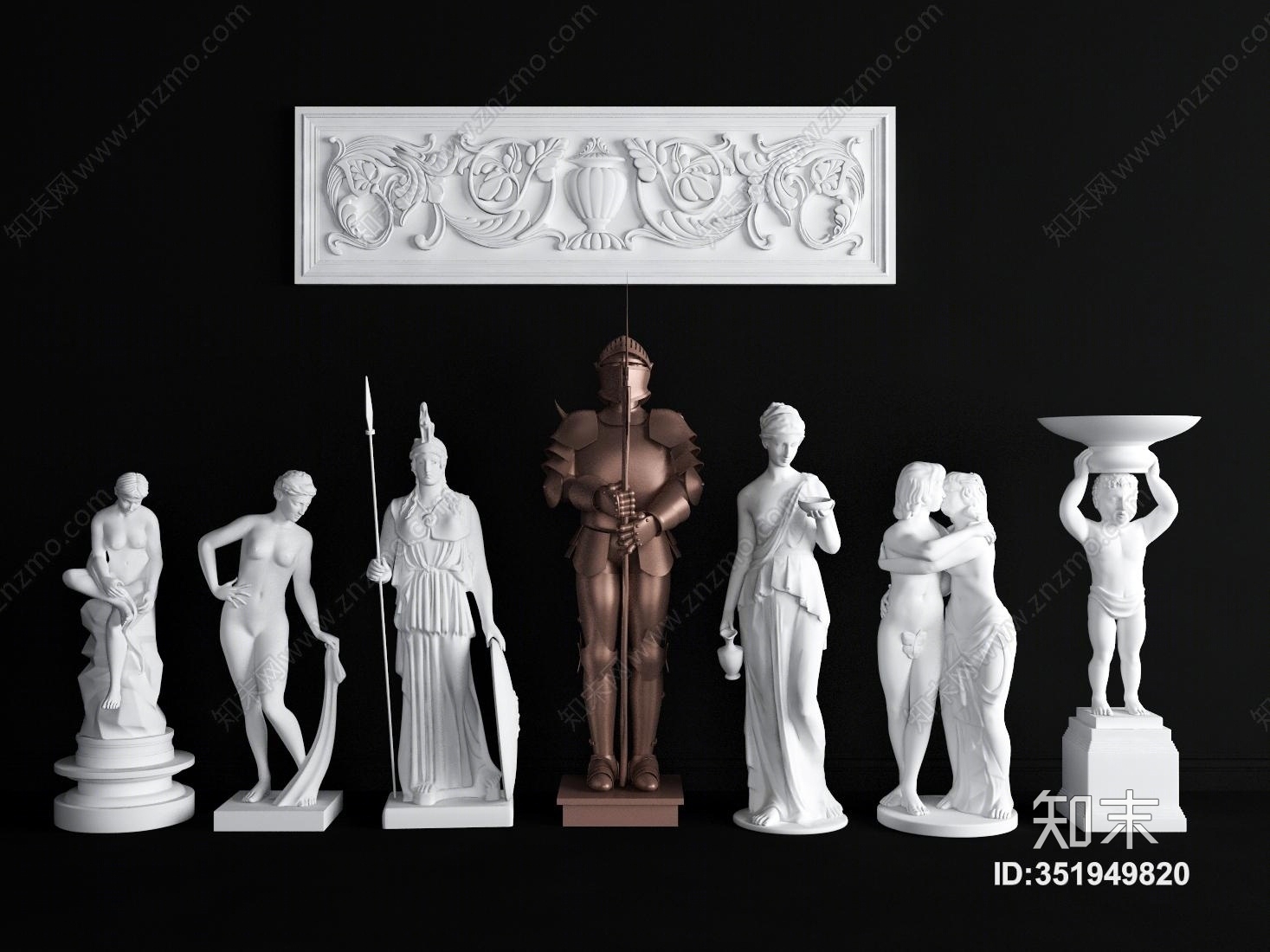 欧式古典石膏雕像3D模型下载【ID:351949820】