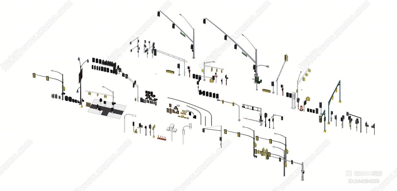 现代交通信号灯SU模型下载【ID:244294253】