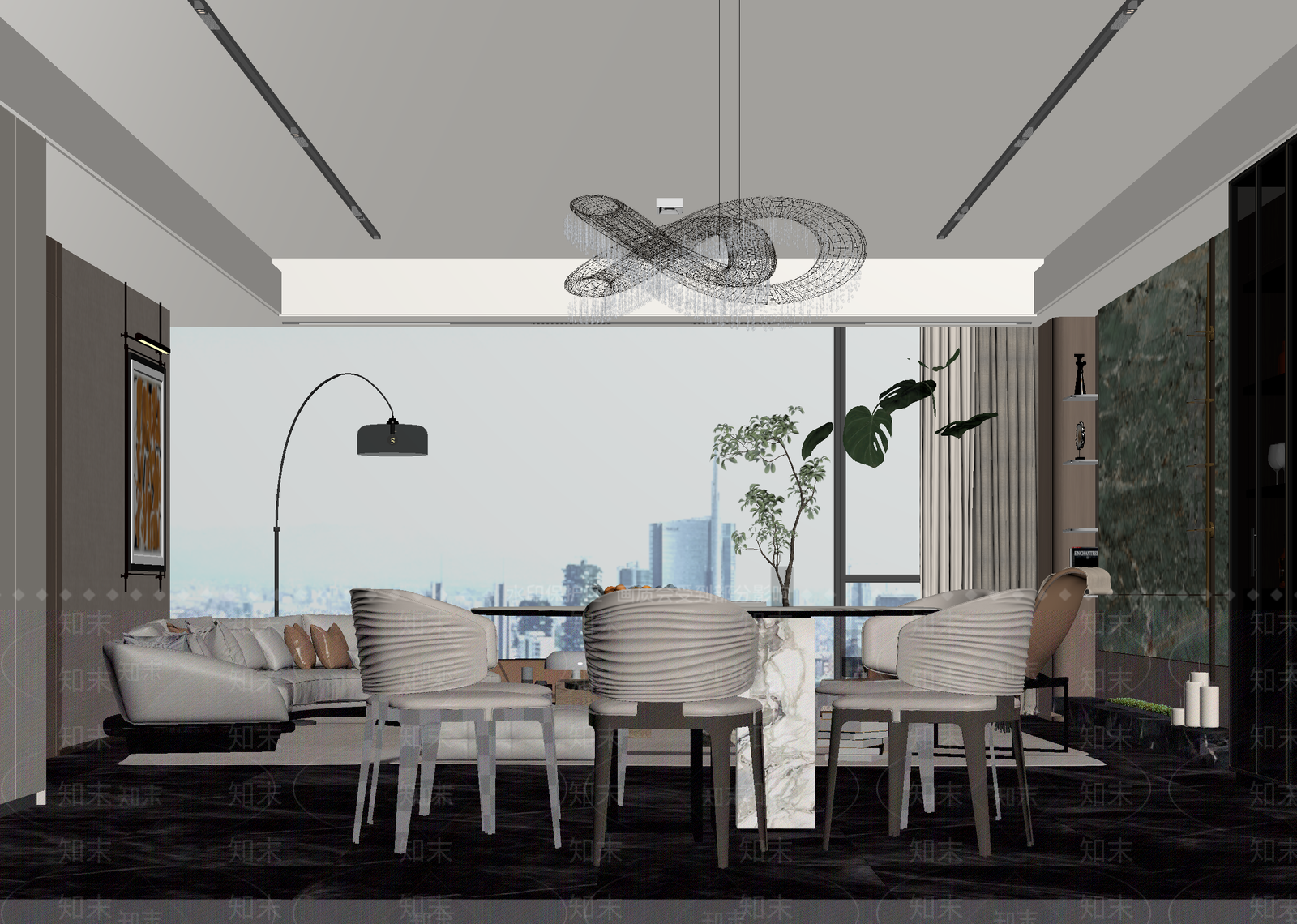 现代客餐厅3D模型下载【ID:1215104724】
