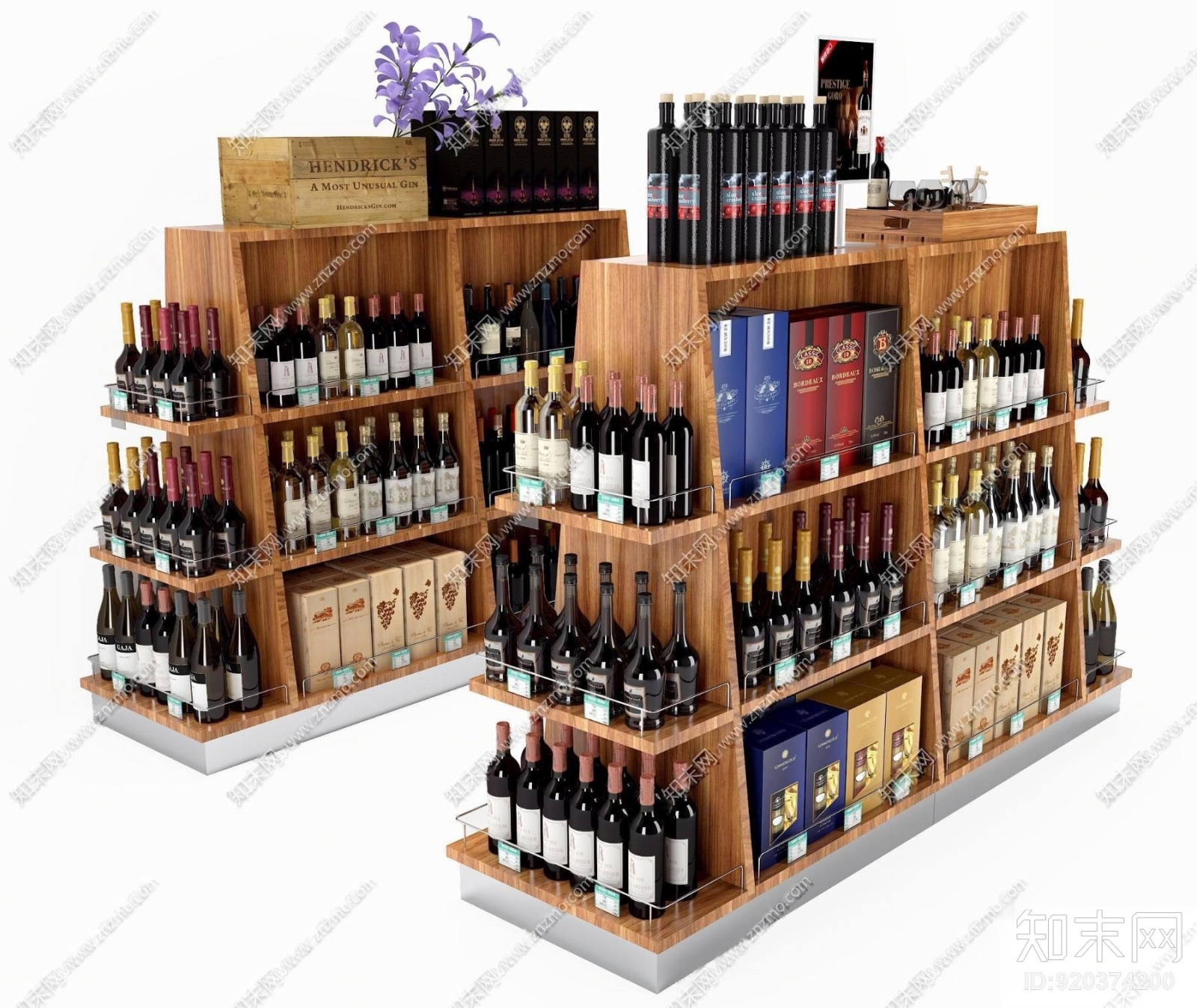 现代超市酒架3D模型下载【ID:920374200】