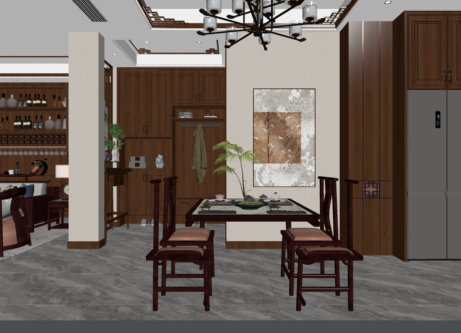 新中式茶馆3D模型下载【ID:1215074184】