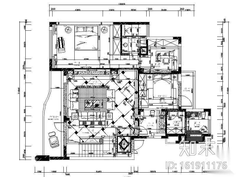 某现代风格高档别墅装修图cad施工图下载【ID:161911176】