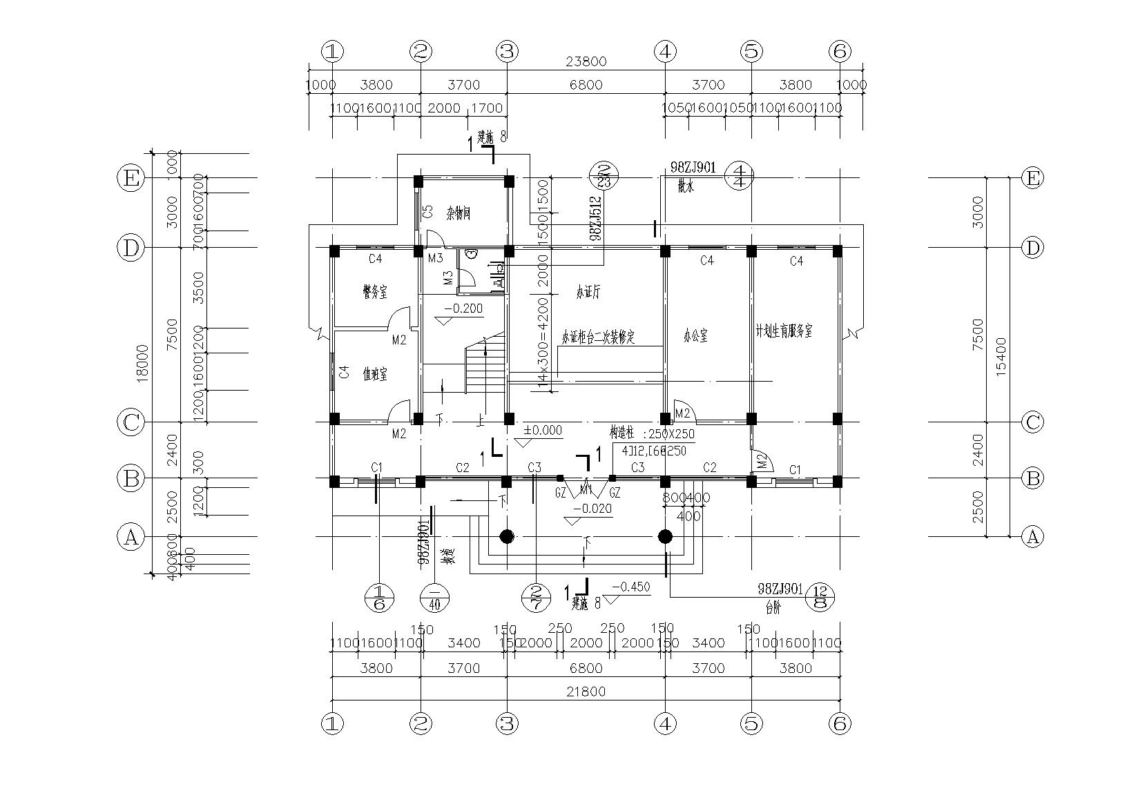 [广东]兴宁县三层小型社区活动中心建筑施工图cad施工图下载【ID:166565194】