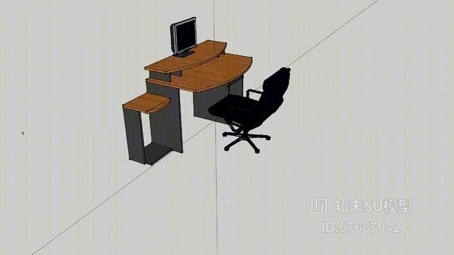 书桌椅组合SU模型下载【ID:97687042】