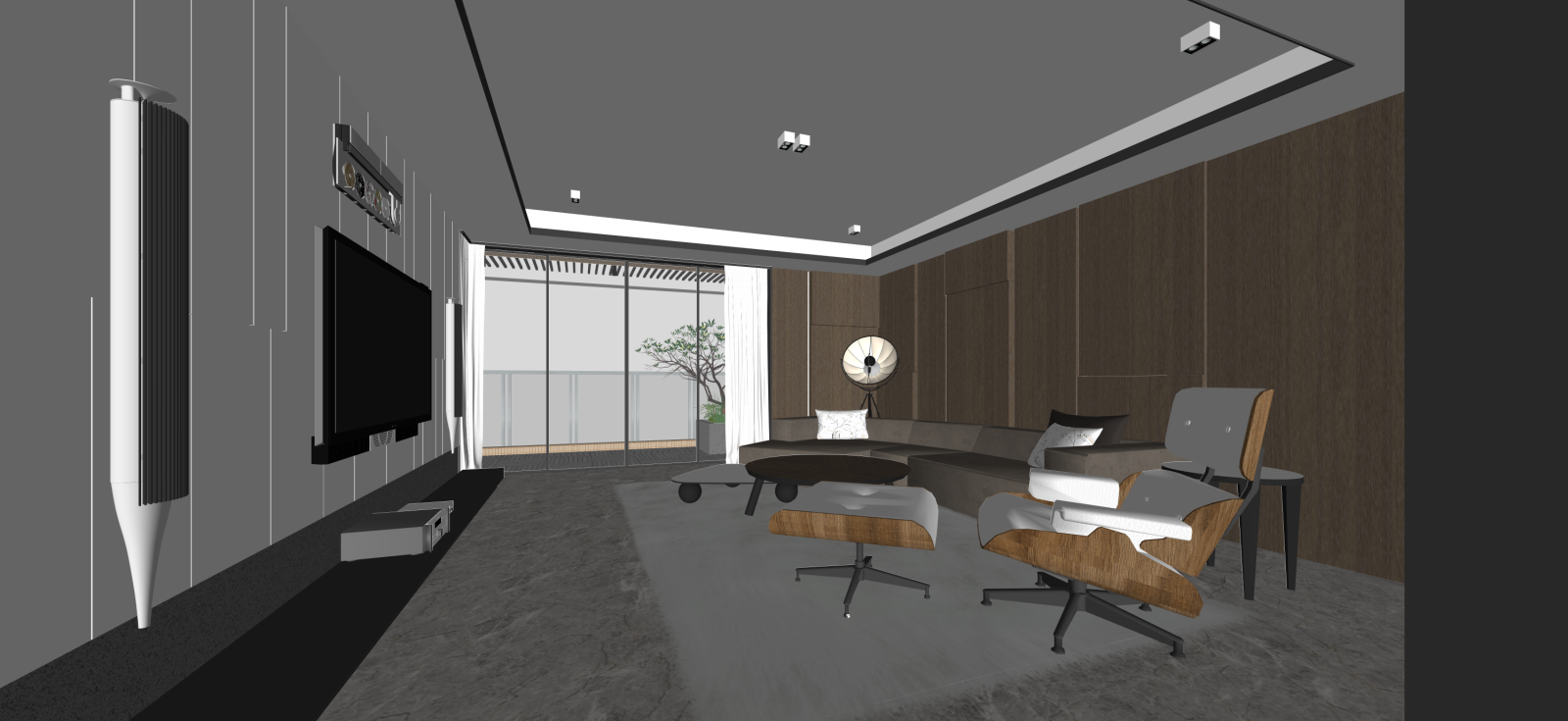 现代家居客厅SU模型下载【ID:1222159409】