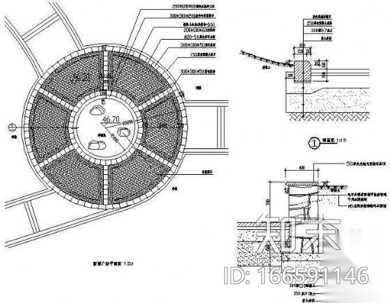 圆形广场铺装详图施工图下载【ID:166591146】