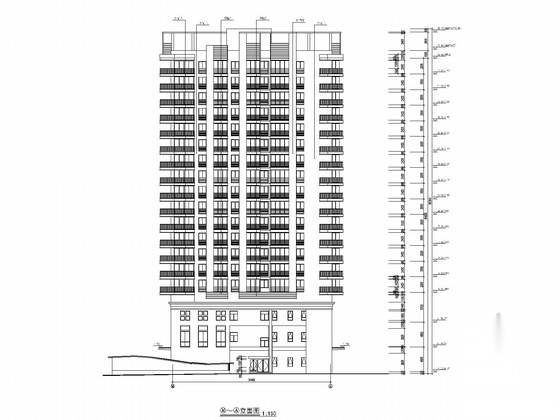 [陕西]18层高层商住楼建筑施工图施工图下载【ID:166198154】