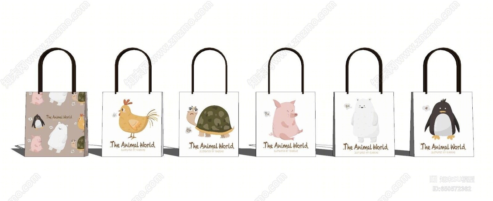 现代风格纸袋SU模型下载【ID:650572362】