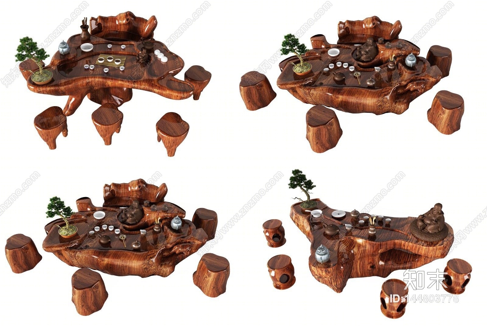 中式根雕茶台3D模型下载【ID:144803778】