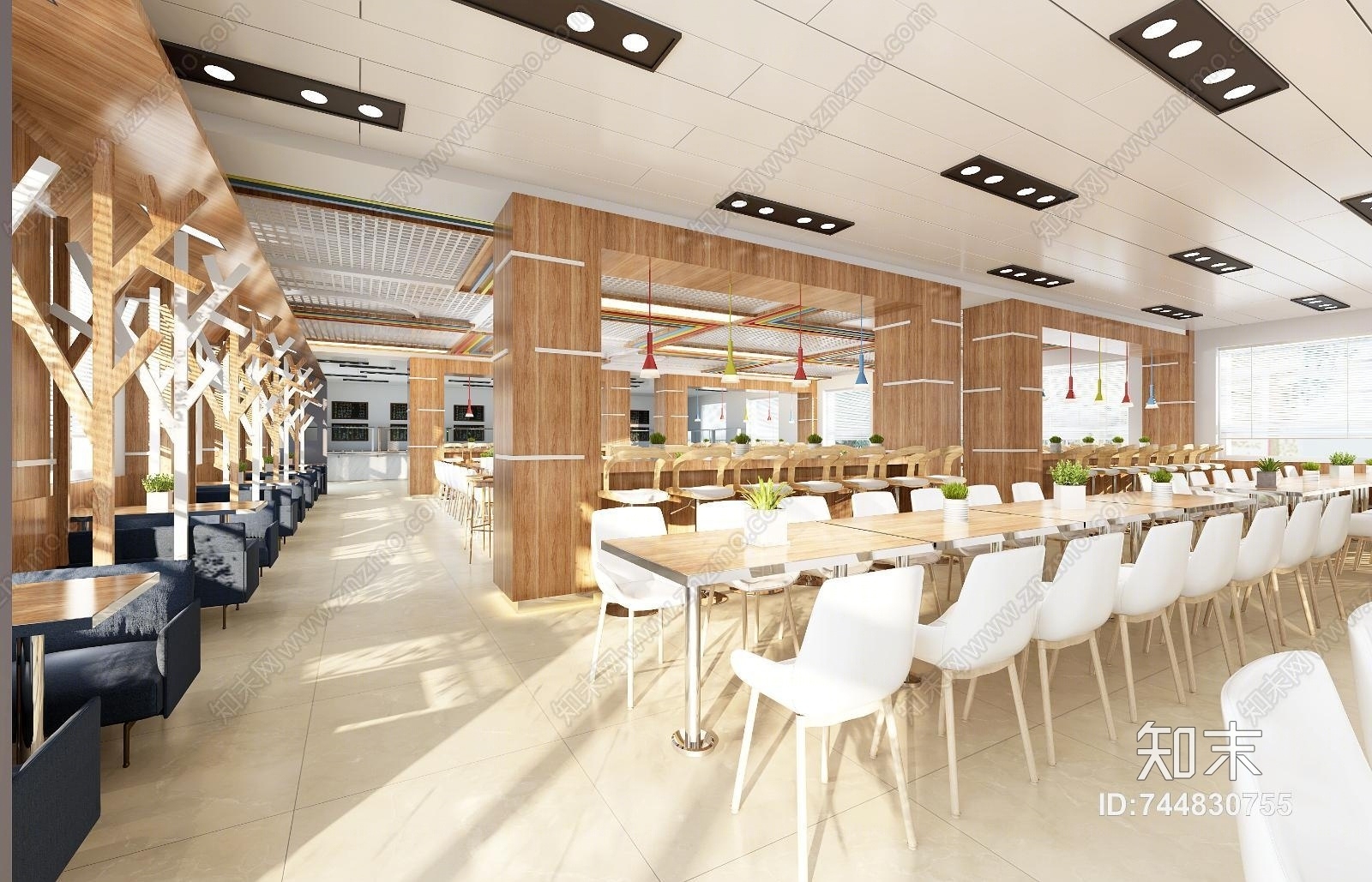 现代学生食堂3D模型下载【ID:744830755】