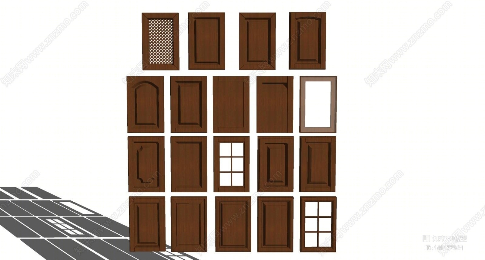 欧式风格柜门SU模型下载【ID:148177921】