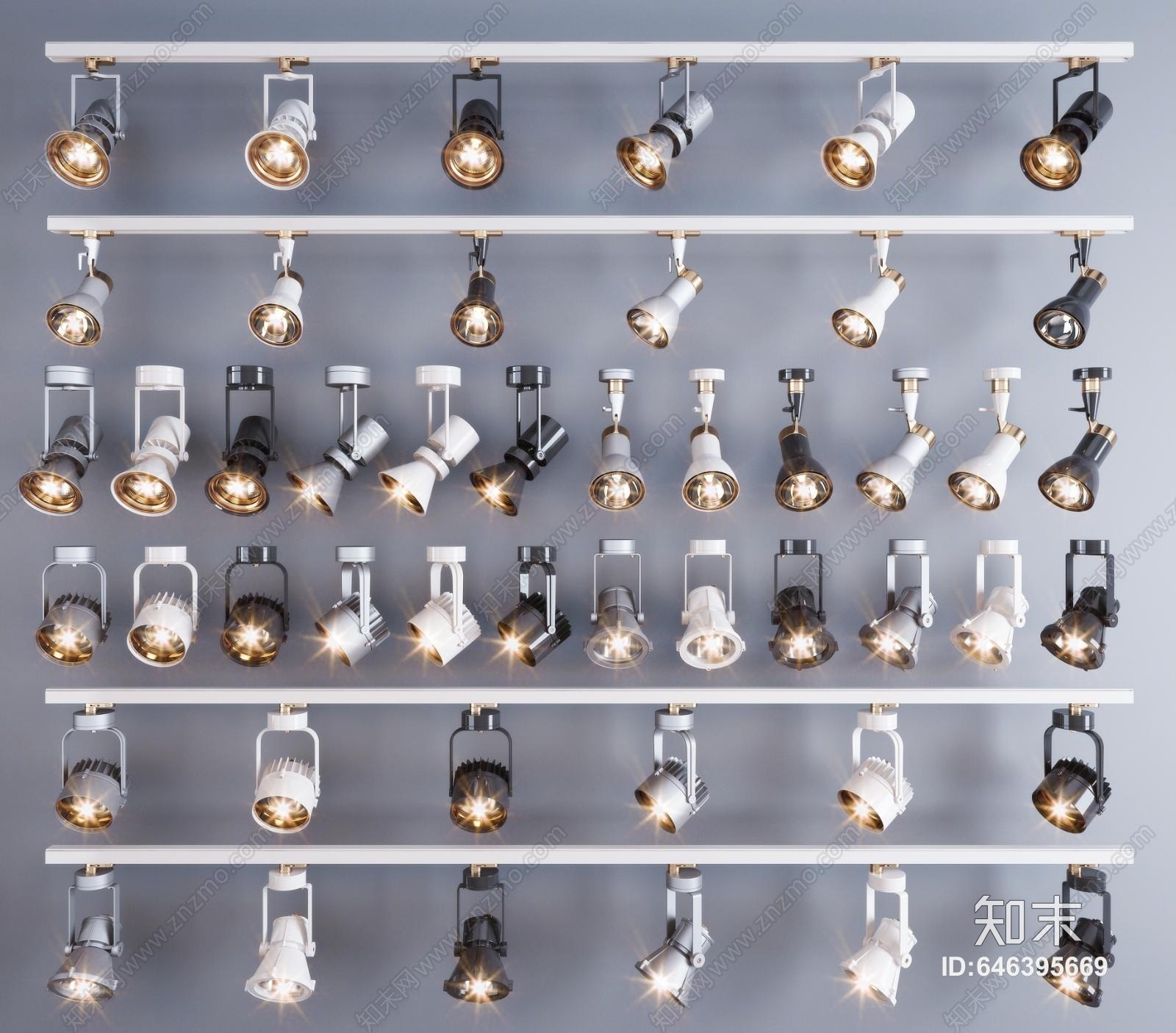 现代明装筒灯3D模型下载【ID:646395669】