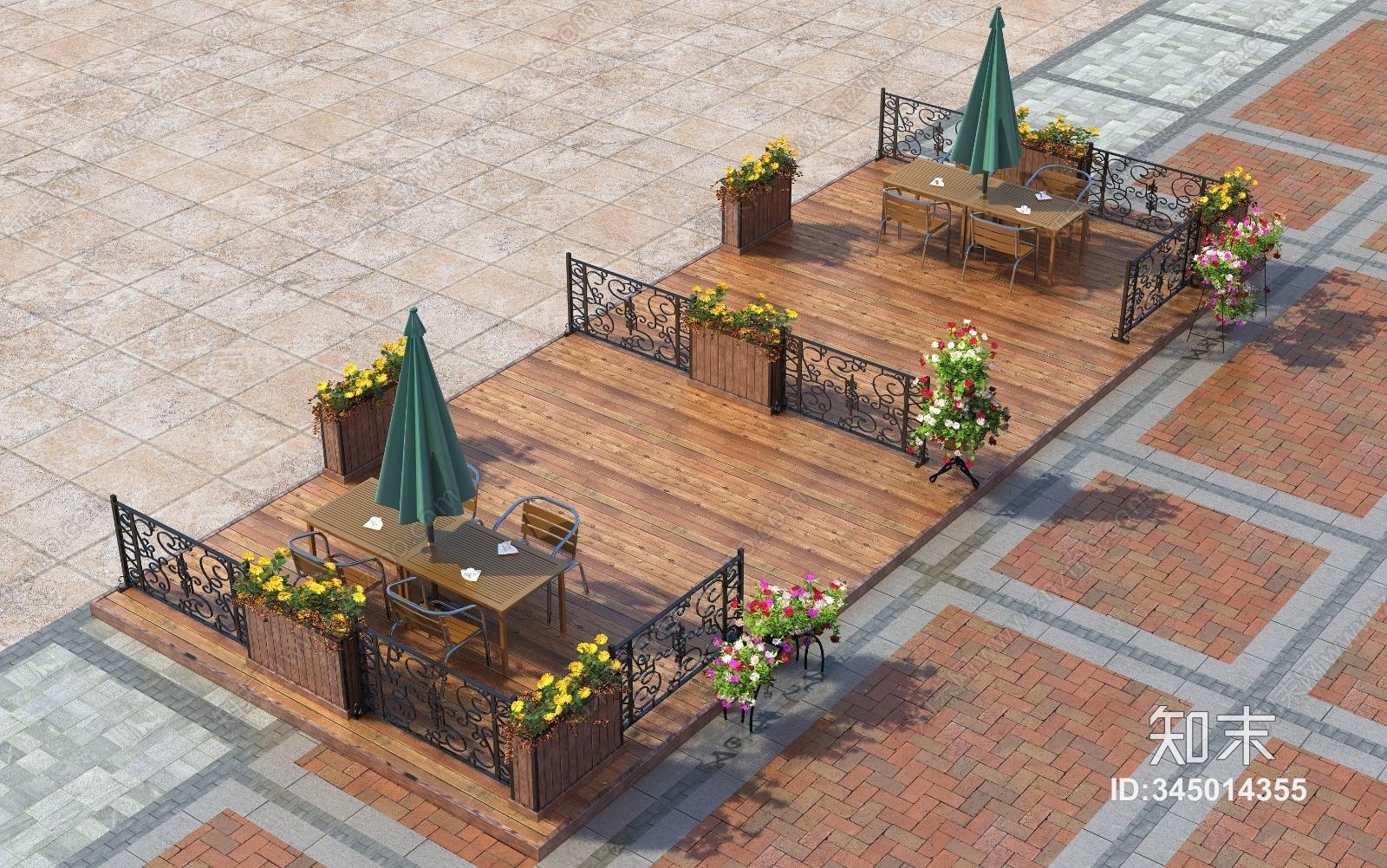 现代户外桌椅摆件3D模型下载【ID:345014355】