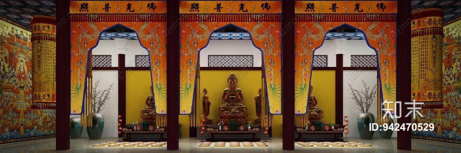 中式寺庙3D模型下载【ID:942470529】