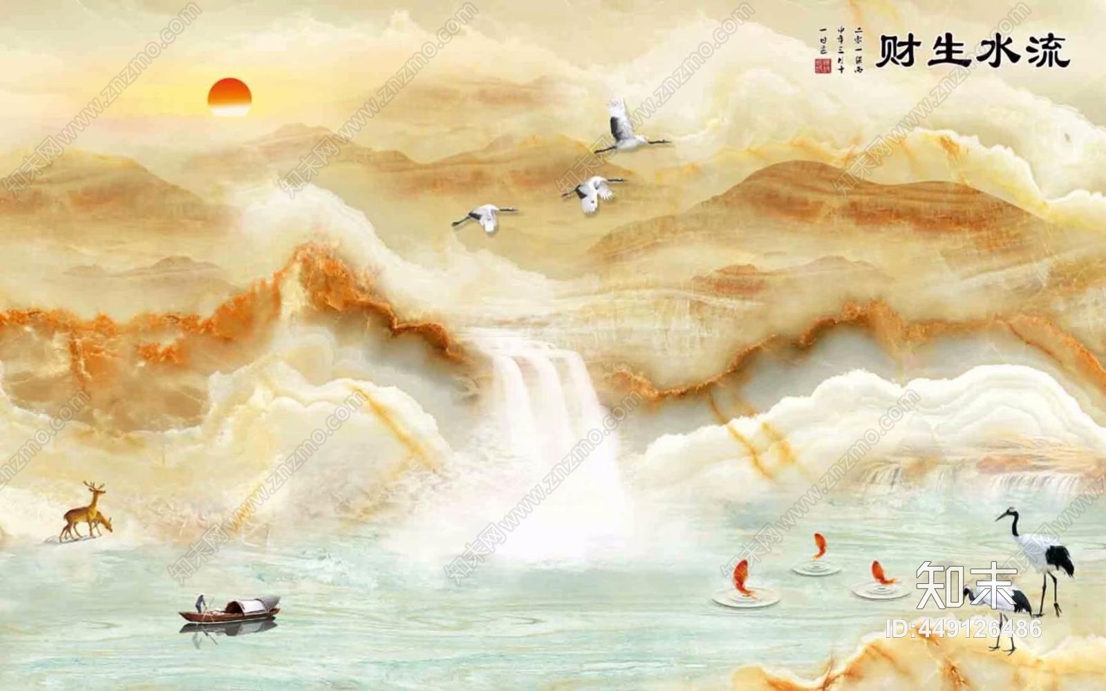 大理石纹山水图彩雕背景墙高清贴图贴图下载【ID:449126486】