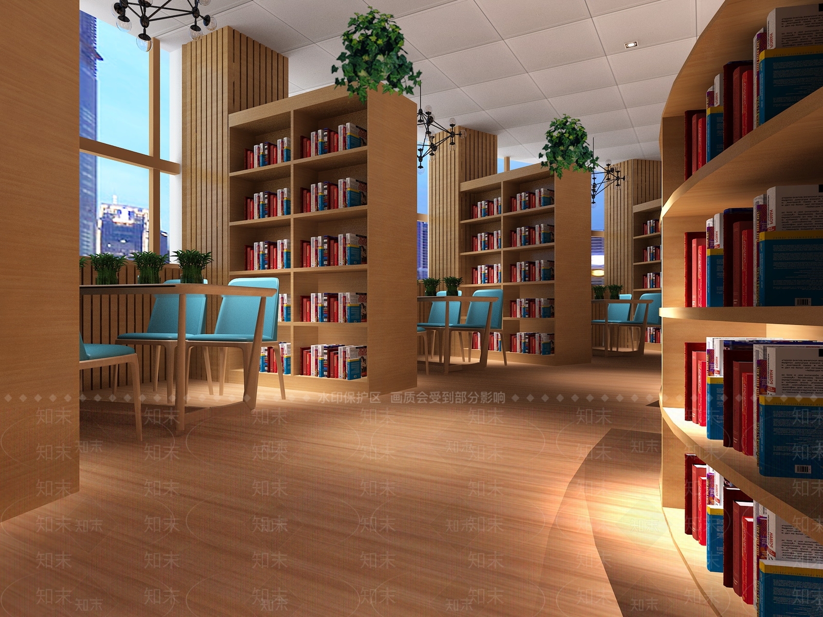 现代书吧3D模型下载【ID:833355218】