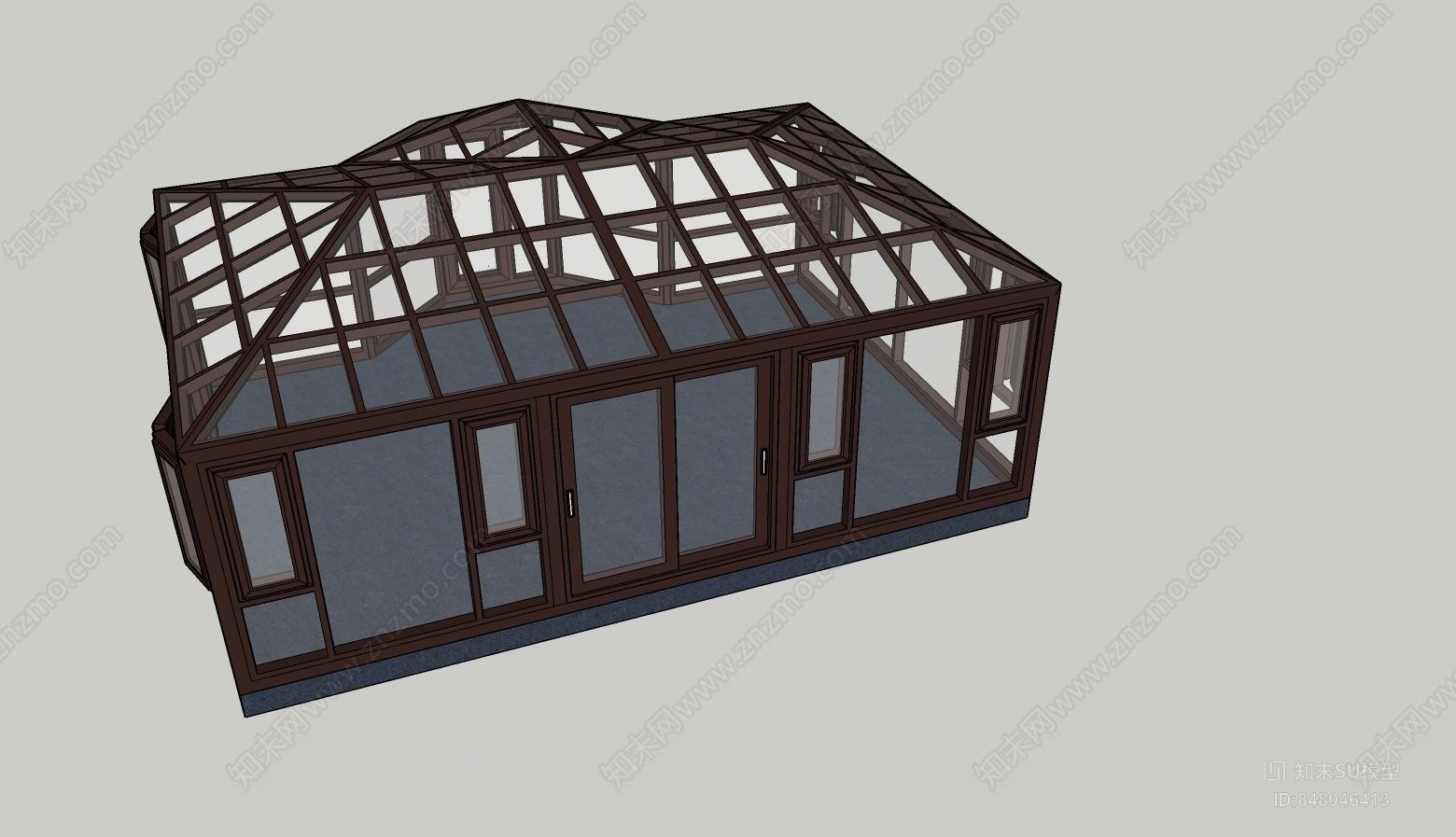 现代钻石顶阳光房SU模型下载【ID:848046413】