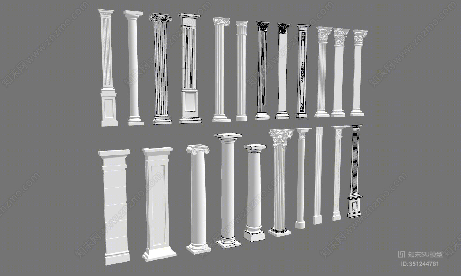欧式风格罗马柱SU模型下载【ID:351244761】