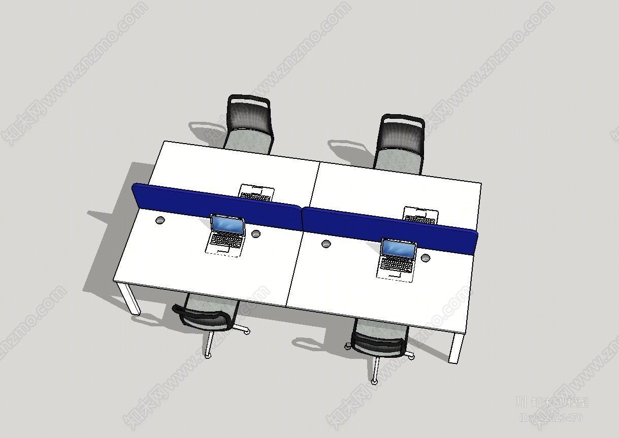 现代办公桌椅组合SU模型下载【ID:842823470】