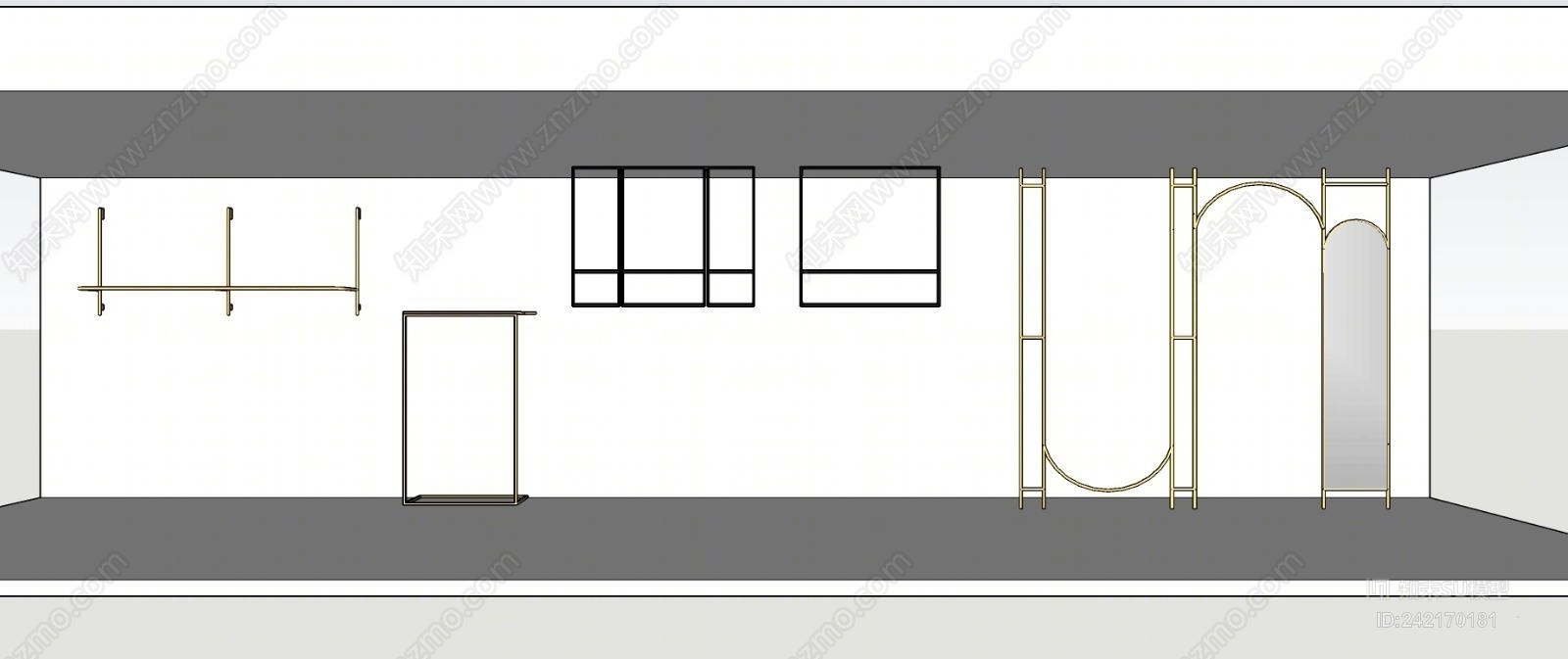 服装店定制衣架SU模型下载【ID:242170181】