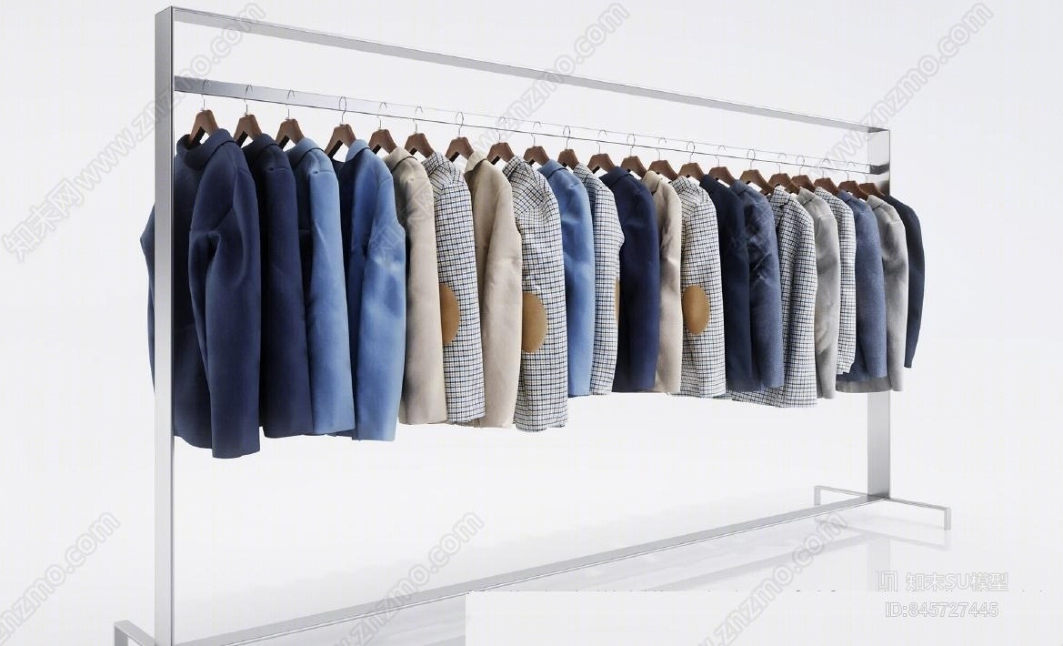 现代商场衣服架子SU模型下载【ID:845727445】