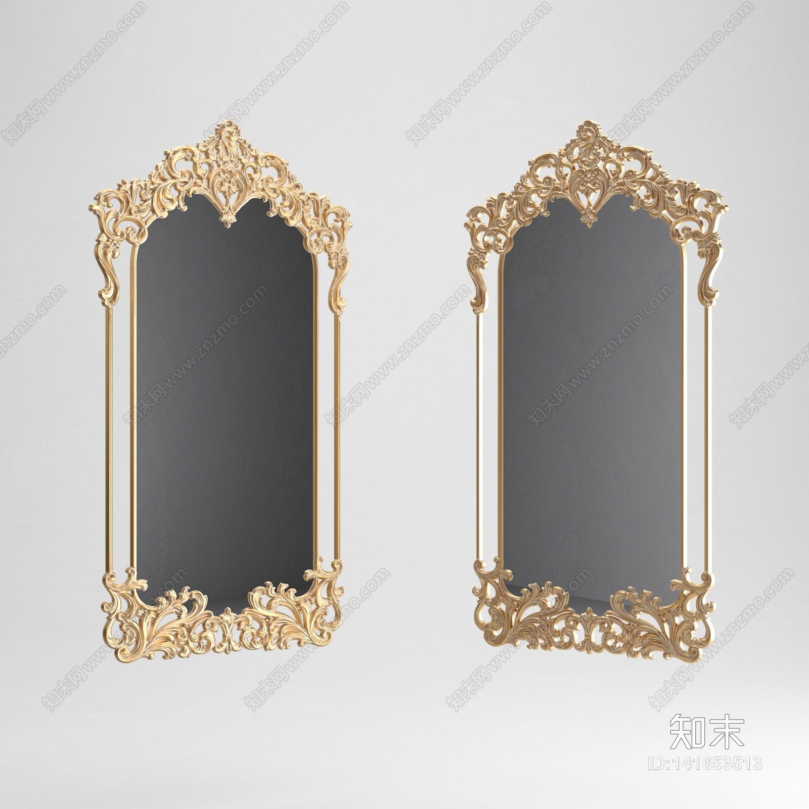 欧式古典欧式雕花装饰镜3D模型下载【ID:141653513】
